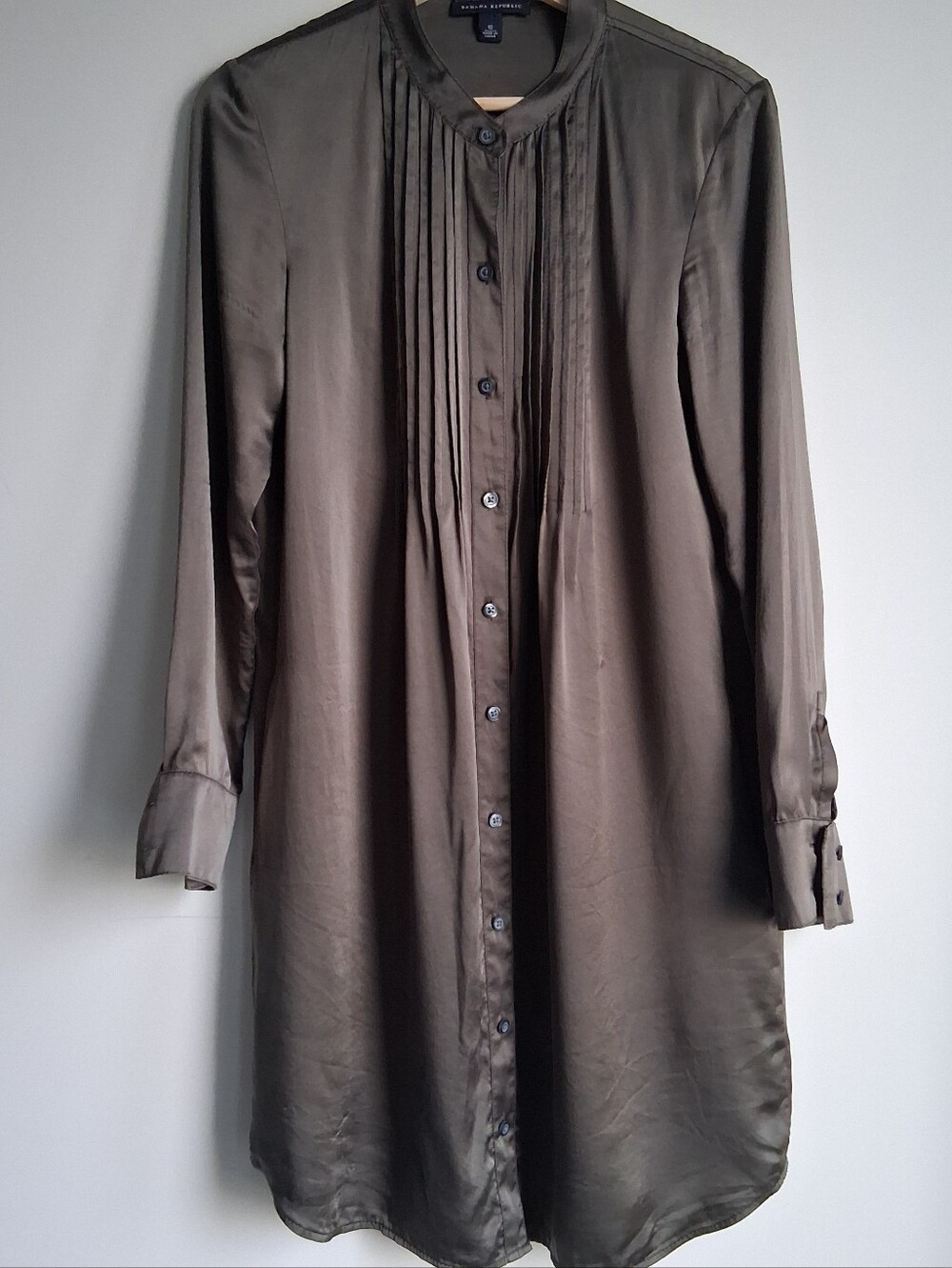 Banana Republic 100% Silk Tunic Dress Olive Green Size 10 From 2010 GUC